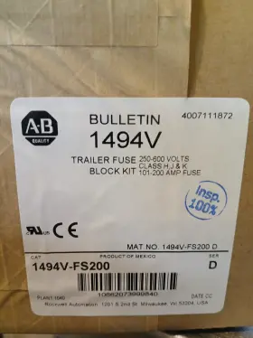1494v-fs200 Allen Bradley New Nos Ser D Trailer Fuse Block Kit