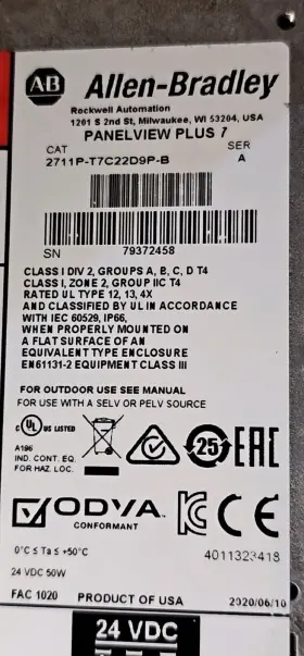 2711p-t7c22d9p Allen-bradley Ser A Panelview Plus 7 24 Vdc #3