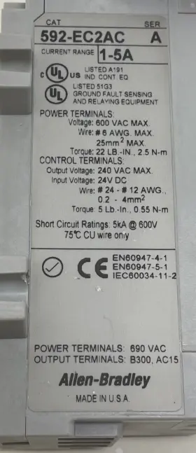 592-ec2ac Allen Bradley Devicenet E3 Plus Ser A 1-5a Overload Relay #2