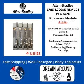 926246680a01 Allen-bradley Lot Of 4 1785-l20b/e Rev L01 Plc-5/20 Processor Module F/w E.2