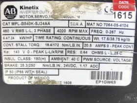 Mpl-b540k-sj24aa Allen Bradley Series A Servo Motor #3