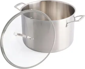 131281.02r Babish 12 Quart Tri-ply Stainless Steel Stock Pot With Glass Lid - Induction And Oven Safe