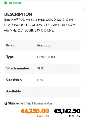 C6920-0010 Beckhoff Control Cabinet Industrial Pc Coreduo 2ghz 512mb 80gb 10/100 #2