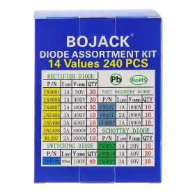 Bj-do14 Bojack 14 Value 240 Pcs Diode Assortment Kit Contain Rectifier/fast Recovery/