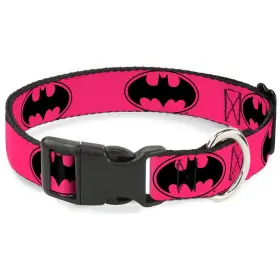 Dc-bksr-wbm087-1.5-s Buckle-down Inch Bat Signal-3 Plastic Clip Collar Fuchsia/black/fuchs... Fast Ship