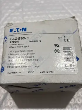 Faz-b63 Eaton Faz-b63/3 Circuit Breaker 3p 63a 15ka 3pol New Open Box