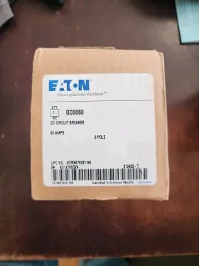 Gd3060 Eaton Brand New Cutler Hammer 3 Pole 60 Amp Gd 22k Circuit Breaker 60a