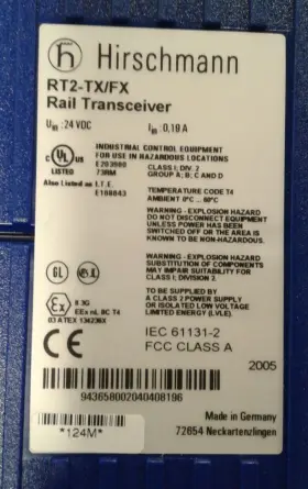 Rt2-tx Hirschmann Rt2-tx/fx Rail Transceiver 24 Vdc - Used #2