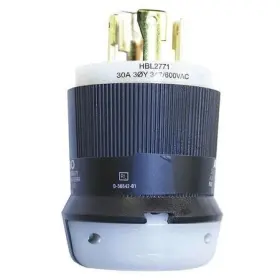 L20-30p Hubbell Hbl2771 30a Twist-lock Plug 4p 4w 347/600vac Bk/wt