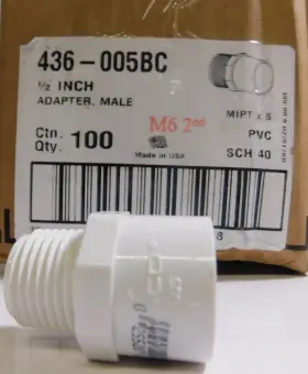 436-005bc Lasco 1/2 Inch Slip X Mpt Schedule 40 Pvc Male Adapter Fitting - 25 Count Contractor