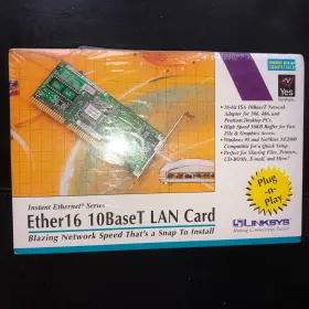 Ether16 Linksys 745883548279 Vintage 1997 10baset Lan Card Plug-n-play New Sealed