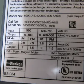 890cd-531200b0-000-1a000 Parker Servo Drive 890sd/5/0010b/b/00/a/us #2