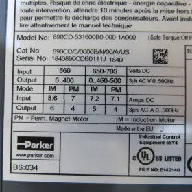 890cd-531600b0-000-1a000 Parker Servo Drive 890cd/5/0006b/n/00/a/us #2