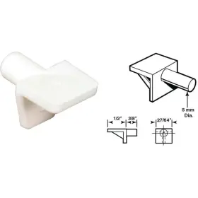 U-10142 Prime-line 5mm White Plastic Mini Shelf Support 8 Count U 10142