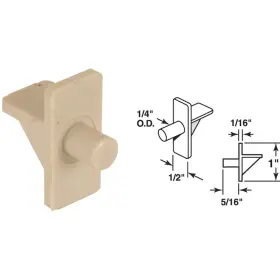 U-10177 Prime-line 1/4 Inch Almond Plastic Shelf Support 8 Count U 10177
