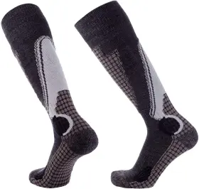 Pure Athlete 813065023408 High Performance Wool Ski Large 1 Pair - Black/grey/silver