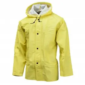 56aj Radians 693480029472 Ribbed Pvc/dura Quilt 56 Rain Jacket Attached Hood 29-1/2 Inch Length M Y