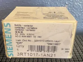 3rt1017-1an21 Siemens Sirius Power Contactor 3-pole 4kw 220v 1no Nos
