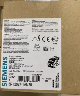3rt2027-1an20 Siemens New Magnetic Contactor 220v 3a 2a2b