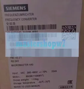 6se6440-2ud38-8fa1 Siemens 6se6 440-2ud38-8fa1 New Micromaster 440 90kw 380v