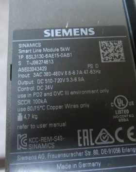 6sl3130-6ae15-0ab1 Siemens Smart 5kw Line Module Fs D 380-480v #2