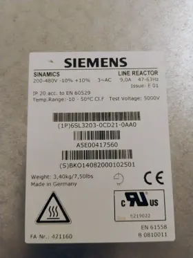 6sl3203-0cd21-0aa0 Siemens 6sl32030cd210aa0 Simatics Ac Line Reactor New #327161