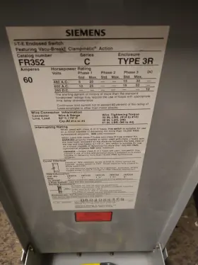 Mros03006211-fr352 Siemens Fr352 Series C Type 3r Enclosure Used #2
