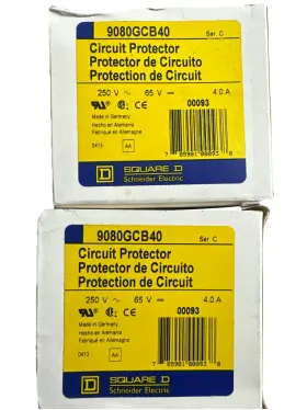 9080gcb-40 Square D 9080gcb40 Qty 2 Circuit Protector 9080 Gcb40 Breaker 250vac 4.0amp New
