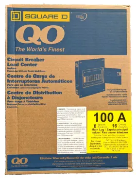 Qo816l100ds Square D Main Lug Load Center Indoor Mount Cover Door 100 Amp 8-space 16-circuit