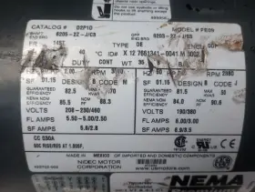D2p1d Us Motors Nidec 2hp 3510rpm 3ph 208-230/460vac 5amp 145t Frame Motor #3