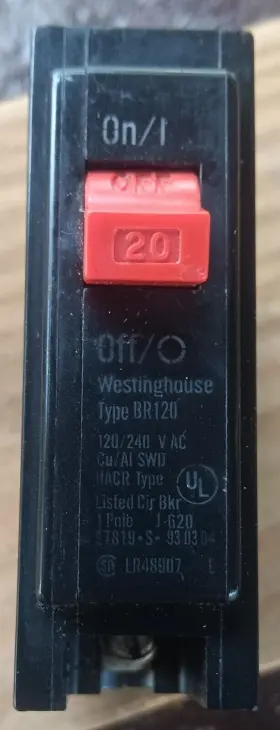 Br-20a Westinghouse Br120 Single Pole Plug On Circuit Breaker - Tested #2