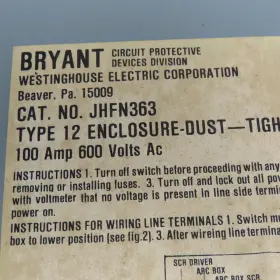 Jhfn363 Westinghouse 100a 600vac Fused Safety Disconnect Switch #2