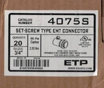 Etp 4075S 20PCS Box New 3/4 Steel Emt Set Screw Connector. Fixed Price $17.00.