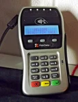 First Data FD-35 Credit Card Reader Powers Up Clean Unit. Fixed Price $69.00.