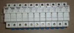 Gould MSC.10 Fuse Blocks Qty 11 On Din Rail, 32A, 600V. Fixed Price $25.00.