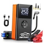 Jump Starter With Air Compressor, 8000A 180PSI, Portable Car Pumpkin Orange. Fixed Price $101.38.