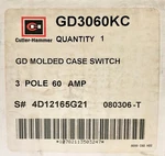Eaton Cutler Hammer GD3060KC Pole Amp Gd-kc Molded Case Switch. Fixed Price $150.00.