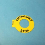 Allen Bradley 800E-15YE112 Legend Plate Yellow Iec Ring 30.5MM Emergency Stop. Fixed Price $9.99.