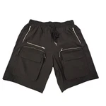 Nova Men's Silver Zippered 7 Pocket Black Cargo Shorts 30X9" Drawstring. Fixed Price $16.00.