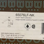 Brizo 65076LF-NK Invari 1.5 Gpm Single Hole Bathroom Faucet, Luxe Nickel. Fixed Price $725.00.